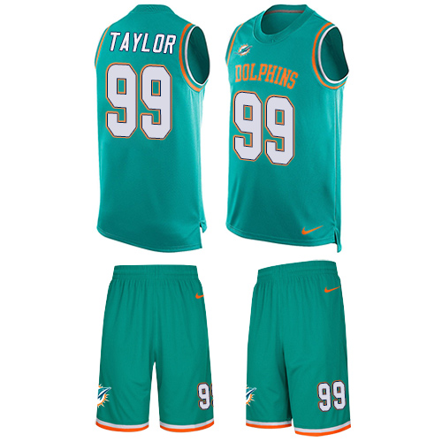 Men's Limited Jason Taylor Nike Jersey Aqua Green - #99 Tank Top Suit NFL Miami Dolphins